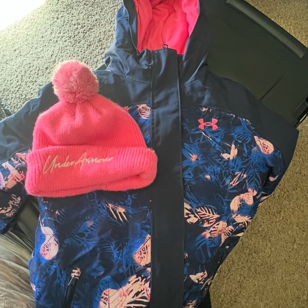 Under Armour Blue and Pink Raincoat Sporty Design